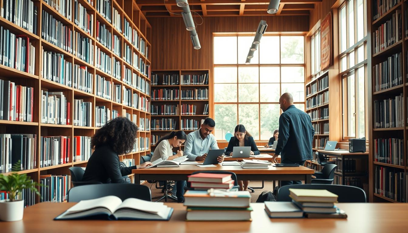 Students collaborating in study space